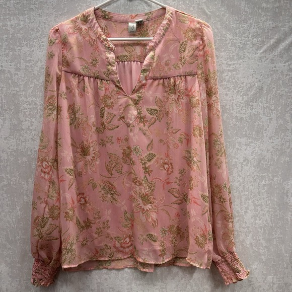 Joie Tops - Joie Boho Floral Blouse Women Size M Pink Tie Neck Smocked Cuffs